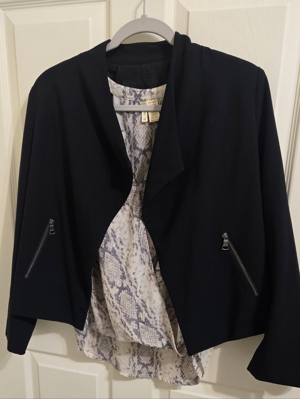 Banana Republic Black Open-Front Blazer with Zip Pockets. Blouse Not Included